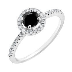 Halo prsten s černým moissanitem a lab-grown diamanty Kerau