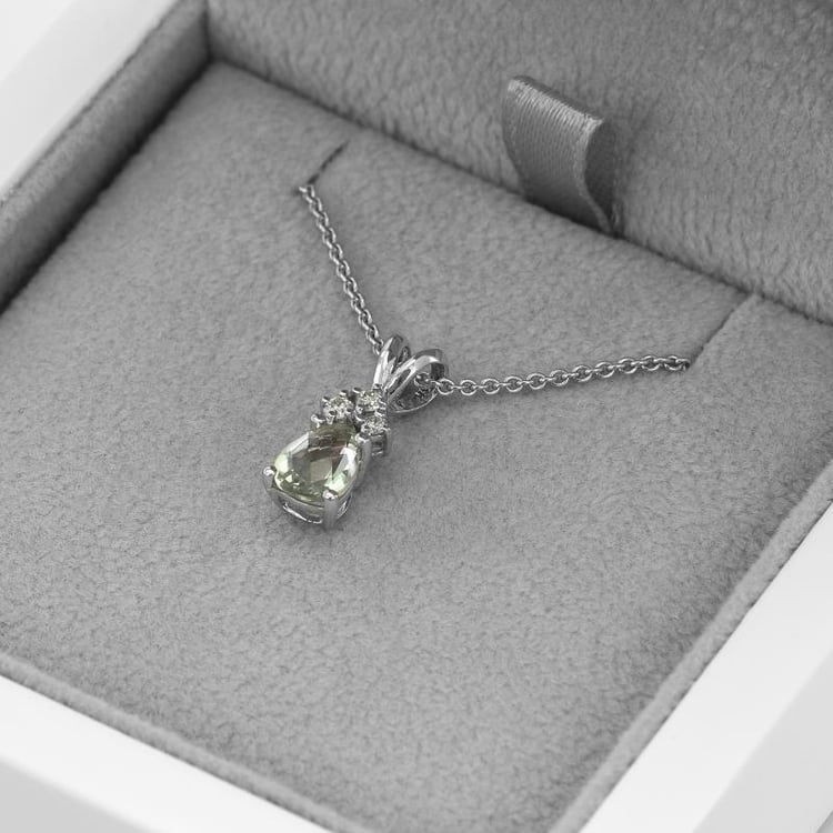 Zlatý náhrdelník s ametystovou slzou a diamanty 50629