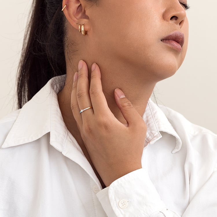 Modrý keramický prsten s diamanty Ciaran 128483