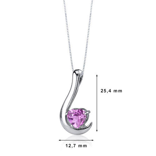Náhrdelník s růžovým safírem stříbrný 2254