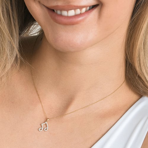 Zlatý přívěsek s lab-grown diamantem ve tvaru noty Ariel