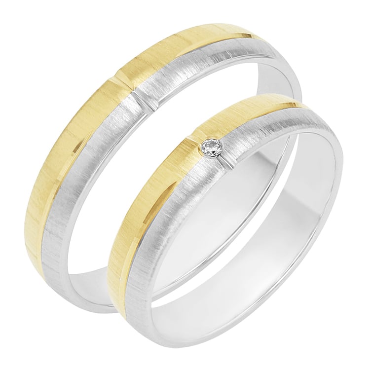 Matné snubní prsteny s diamantem