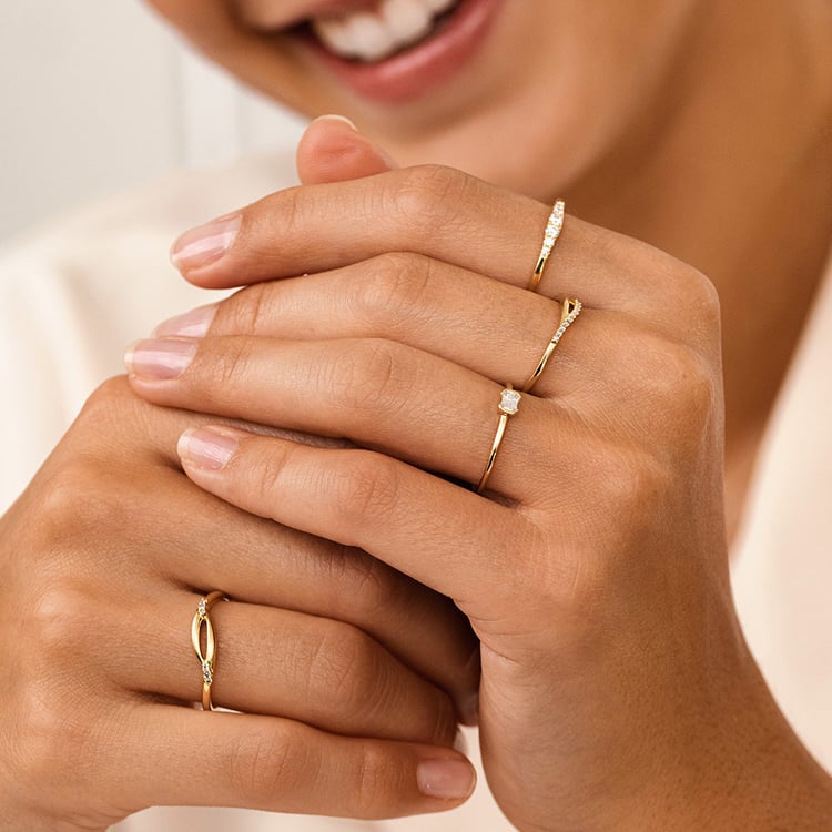 Atypický prsten ze zlata s lab-grown diamanty Nils 162991