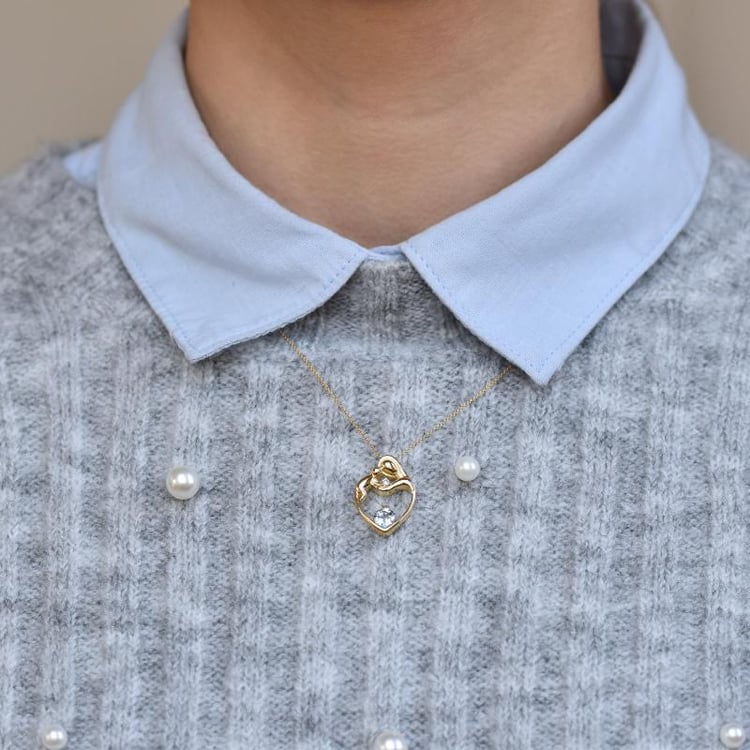 Akvamarínový přívěsek matka a dítě s diamantem Ella 108846