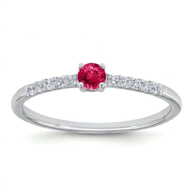 Stříbrný prsten s rubínem a postranními lab-grown diamanty Mikey 169421