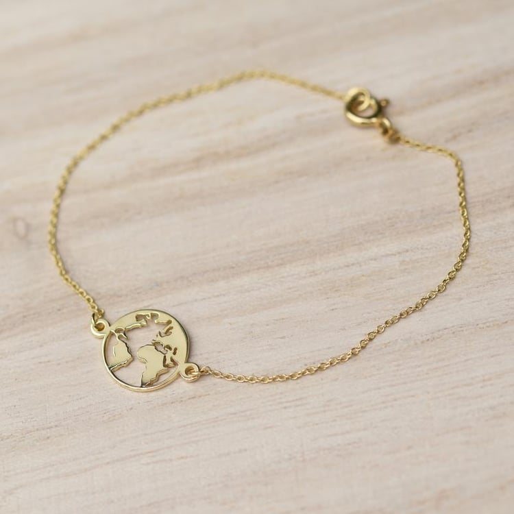 Zlatý náramek s mapou světa Earth 46682