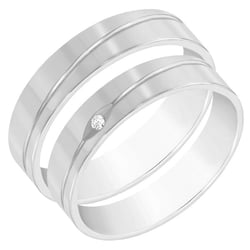 Ploché snubní prsteny ze zlata s diamantem Tesar