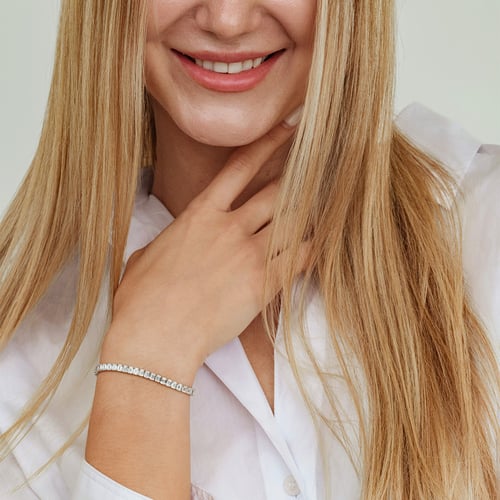 Zlatý tenisový náramek s lab-grown diamanty Ida