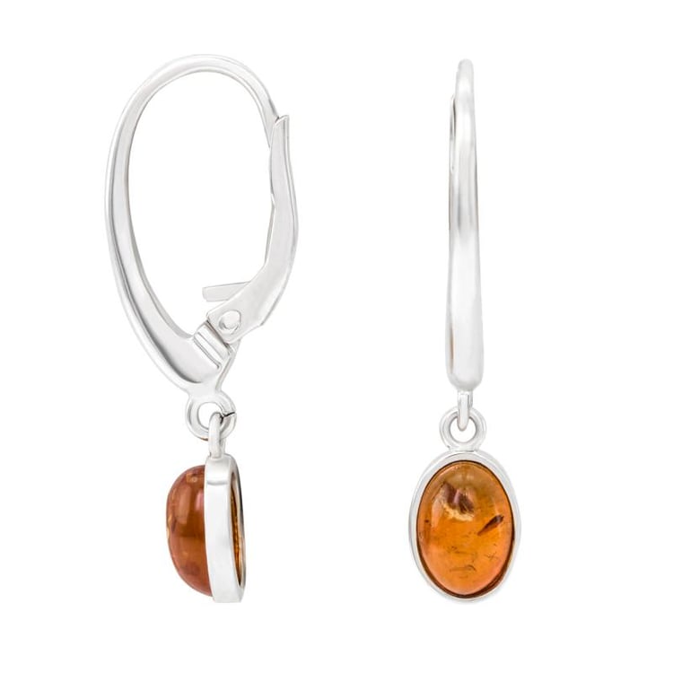 Visací náušnice s oválnými jantary 24802