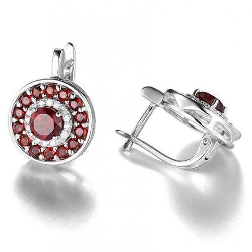 Stříbrné náušnice s granáty a zirkony 26422