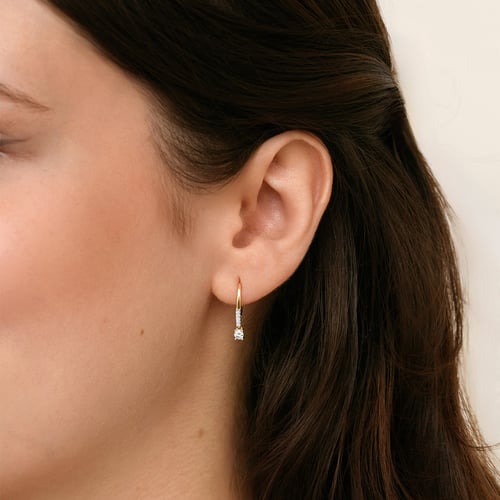 Zlaté visací náušnice s 0.2ct lab-grown diamantem Sumaya