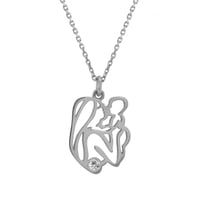 Stříbrný přívěsek matka a dítě s bílým topazem Rian