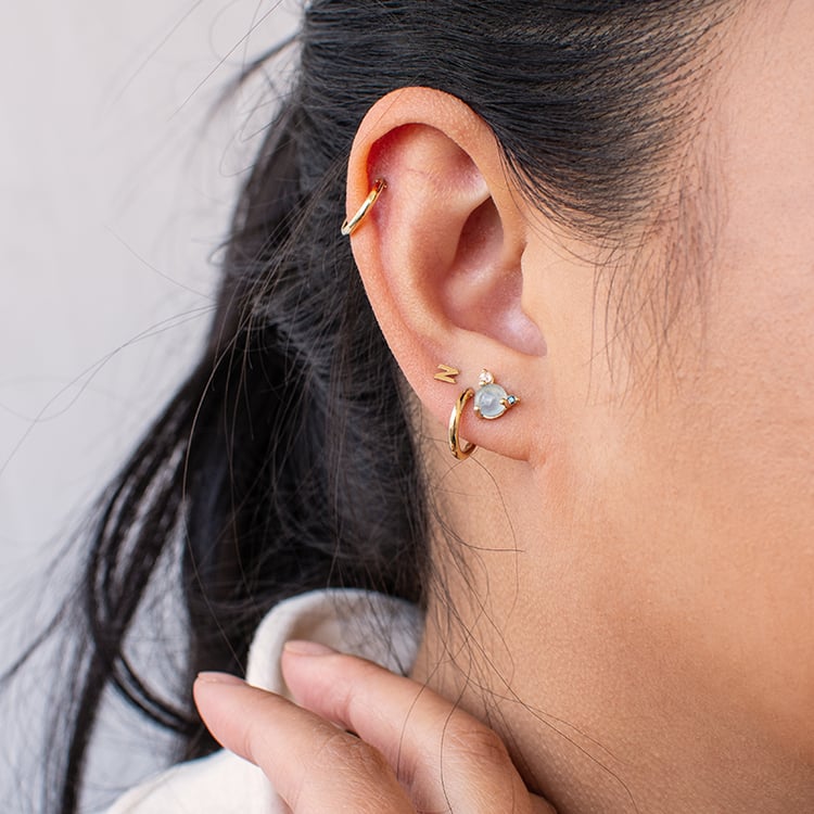 Náušnice s akvamarínem, měsíčním kamenem a modrým diamantem Turgay 120265