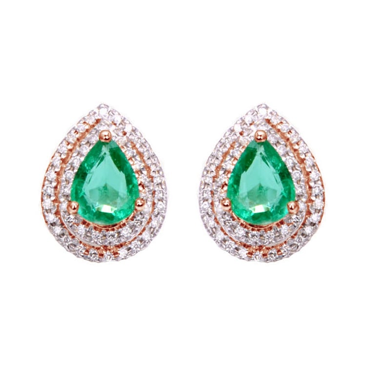 Zlaté náušnice s pear smaragdy 90539