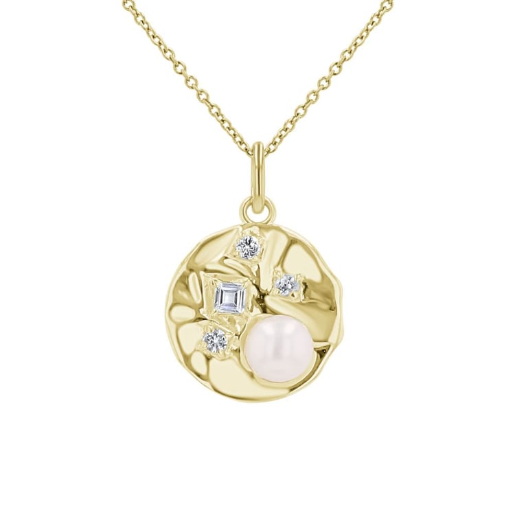 Stříbrný perlový přívěsek s bílými topazy