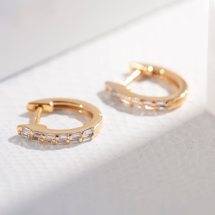 Kruhové náušnice s lab-grown baguette diamanty Hamish 110774