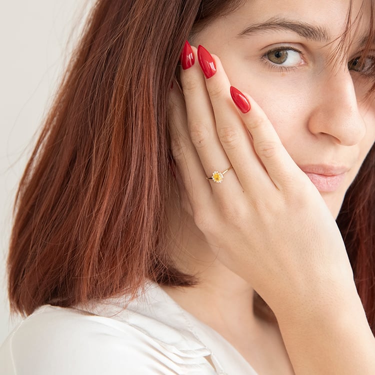 Halo prsten s 0.32ct IGI certifikovaným žlutým lab-grown diamantem Jolyon 113210