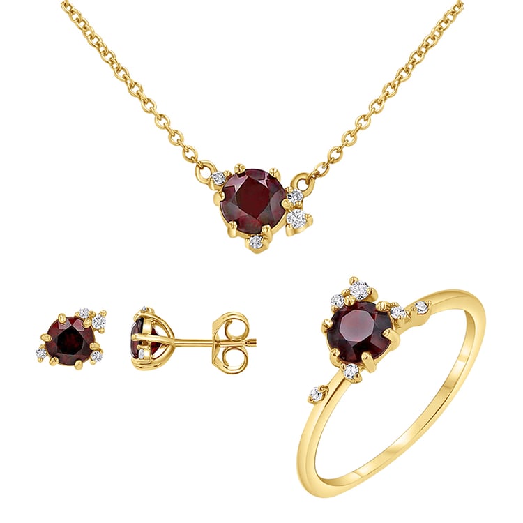 Cluster kolekce šperků s českými granáty a diamanty Odette 145695