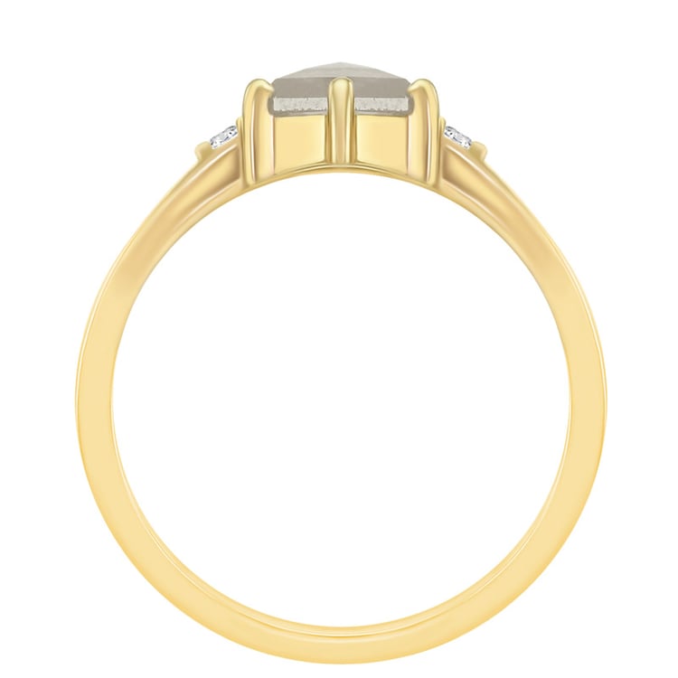 Prsten s šedým hexagon diamantem 45749