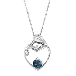 Platinový přívěsek matka a dítě s modrým a bílým diamantem Ella