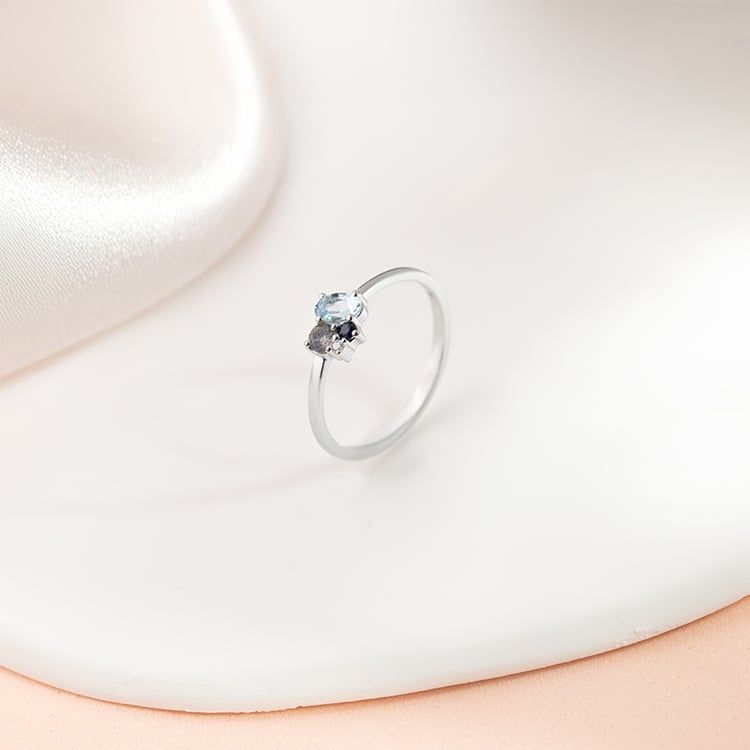 Cluster prsten s akvamarínem, labradoritem, safírem a diamantem Bluma 149132