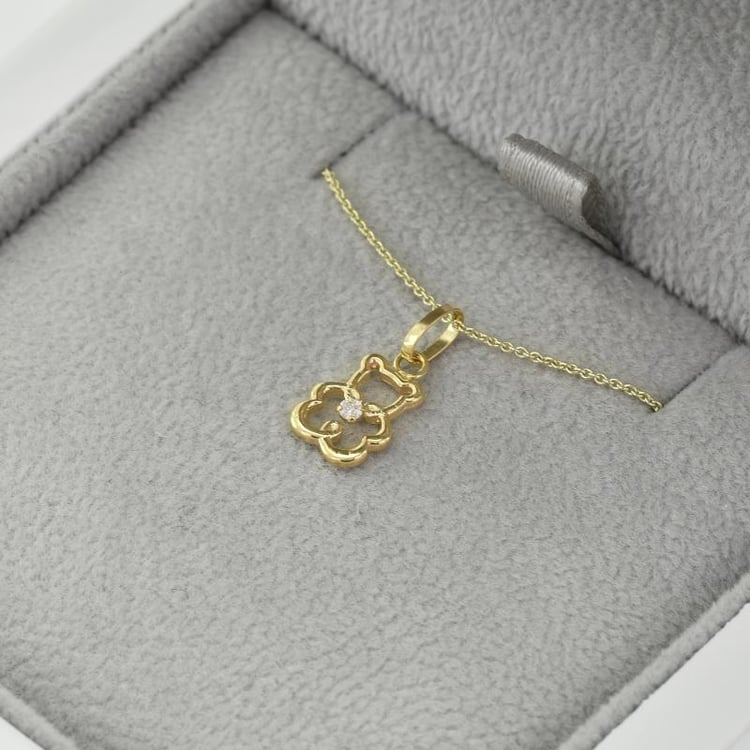 Zlatý dětský náhrdelník s medvídkem 38768