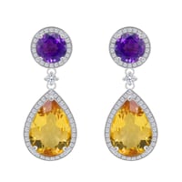 Náušnice s citríny a ametysty Mahal