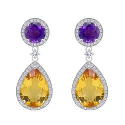 Náušnice s citríny a ametysty Mahal