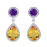 Zlaté náušnice s citríny a ametysty Mahal