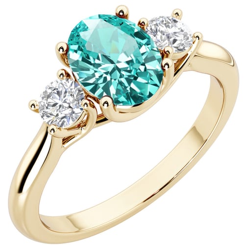 Zlatý prsten s lab-grown paraiba turmalínem a diamanty Brink