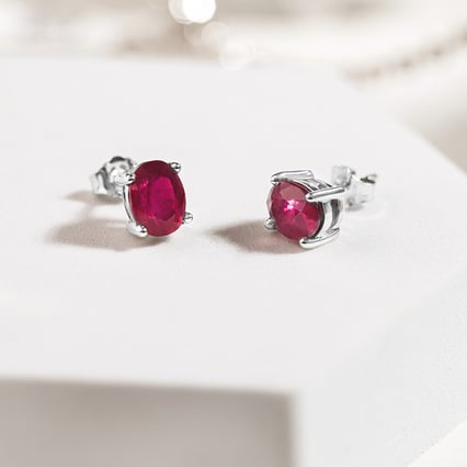 Rubínové náušnice z 18k zlata Deepti