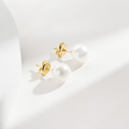 Perlové napichovací náušnice z 14k žlutého zlata Abira