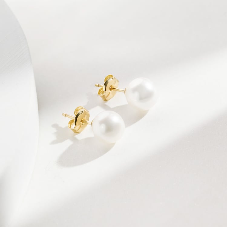 Perlové napichovací náušnice z 14k žlutého zlata Abira 165676