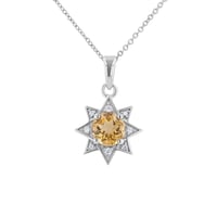Stříbrný přívěsek s citrínem a zirkony ve tvaru hvězdy Bohemia
