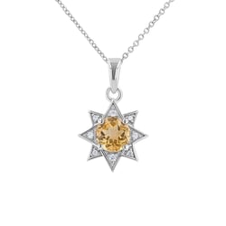 Stříbrný přívěsek s citrínem a zirkony ve tvaru hvězdy Bohemia