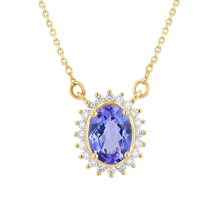 Africký tanzanit s diamanty v náhrdelníku Laina