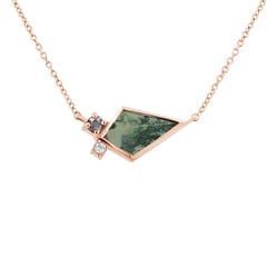 Náhrdelník s mechovým achátem, diamantem a moissanitem Milly