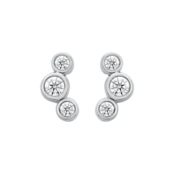 Moderní stříbrné náušnice s kulatými lab-grown diamanty Ebba