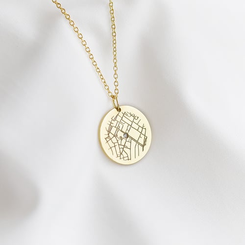Zlatý disk s diamantem a mapou dle vašeho výběru Abhay
