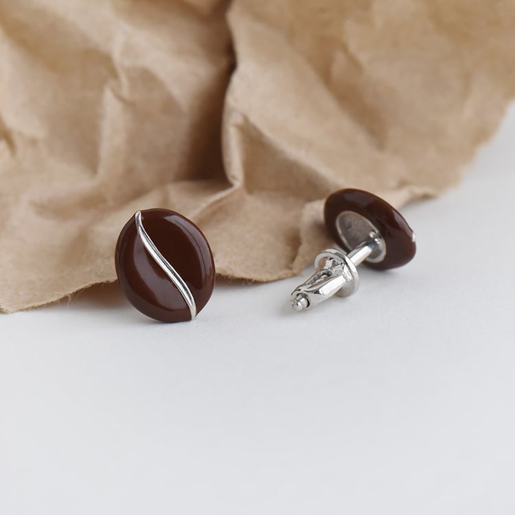 Stříbrné náušnice kávová zrna 94408