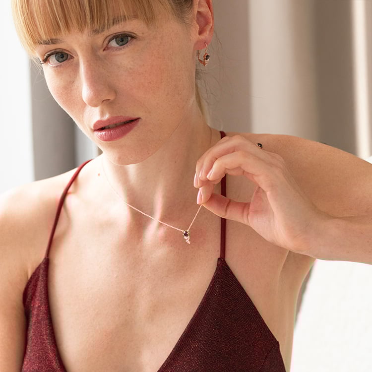 Cluster náušnice s českými granáty, morganity a moissanity Olga 146881