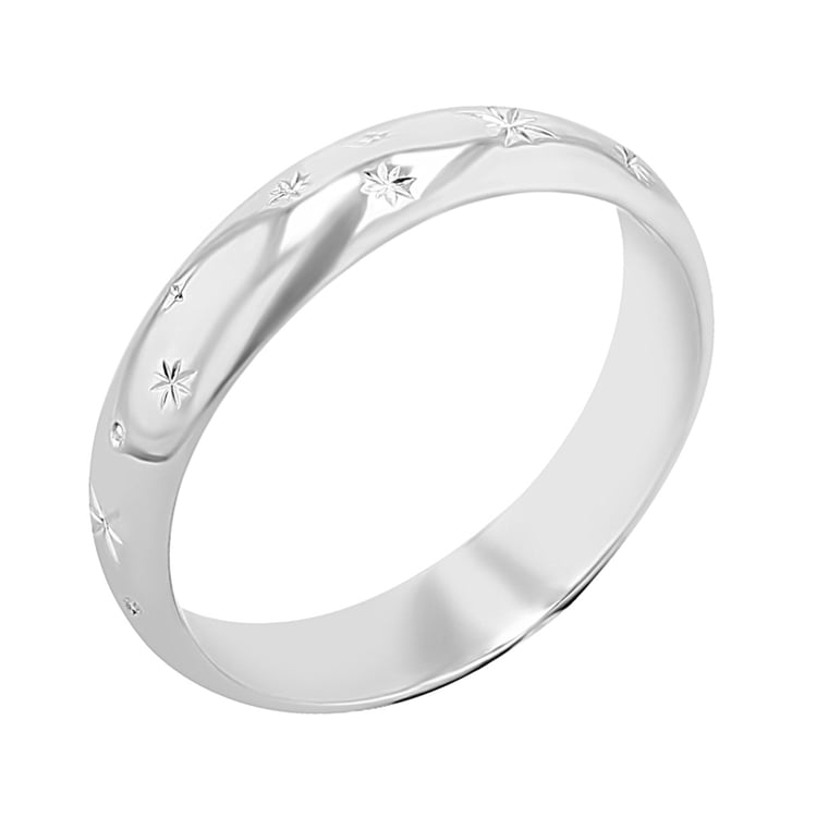 Platinové snubní prsteny s ruční rytinou hvězd a diamanty Elia 138572