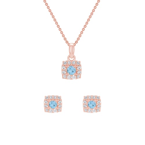 Akvamarínová zlatá sada šperků s diamanty Brisa