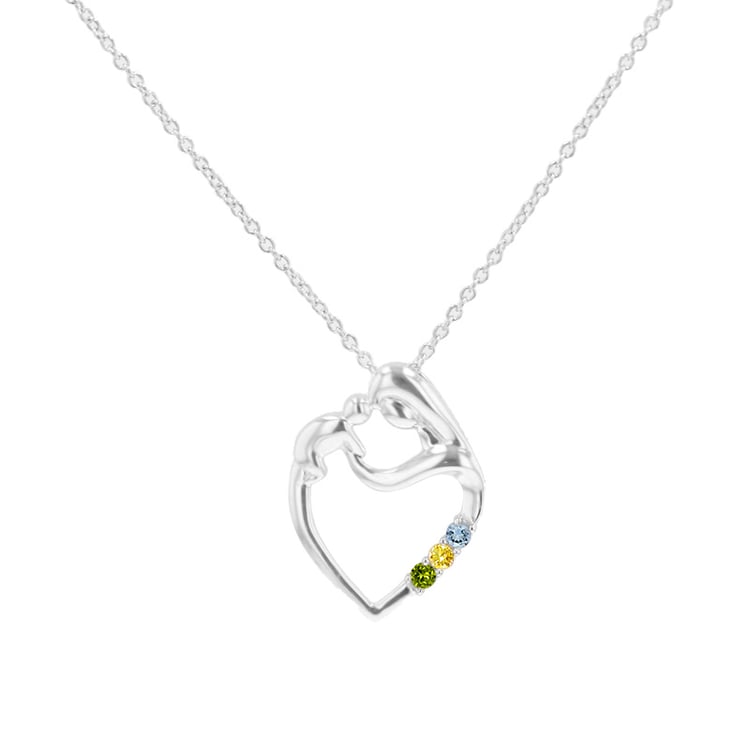 Stříbrný přívěsek matka a dítě s drahokamy dle vašeho výběru Eisa 119991