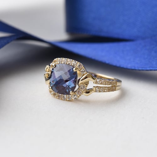 Prsten s alexandritem a lab-grown diamanty Odran