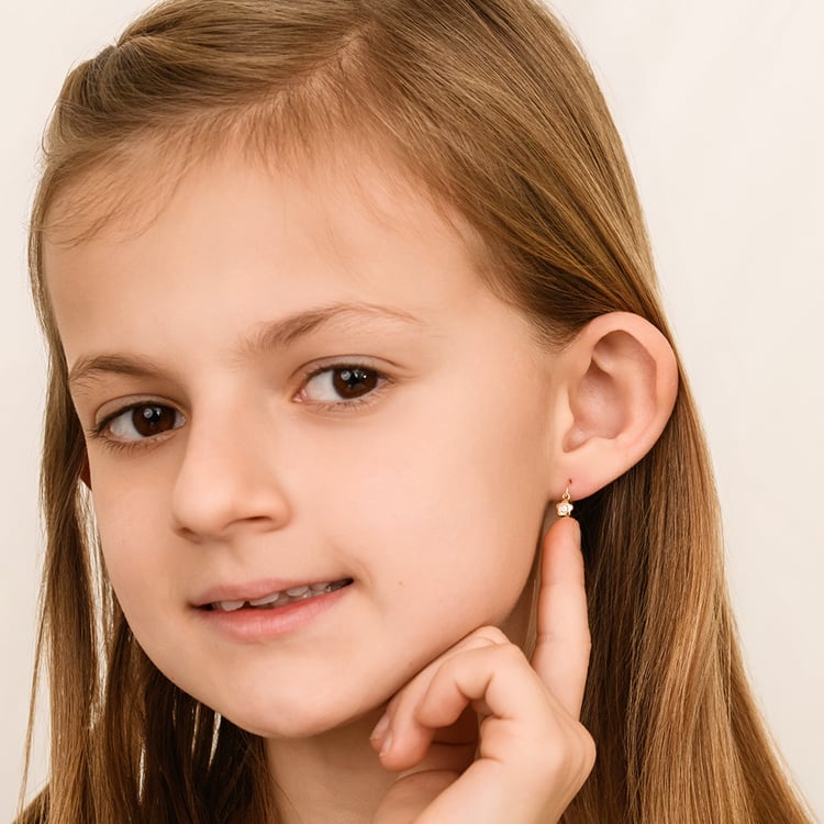 Zlaté dětské náušnice s kytičkou Lily 164345