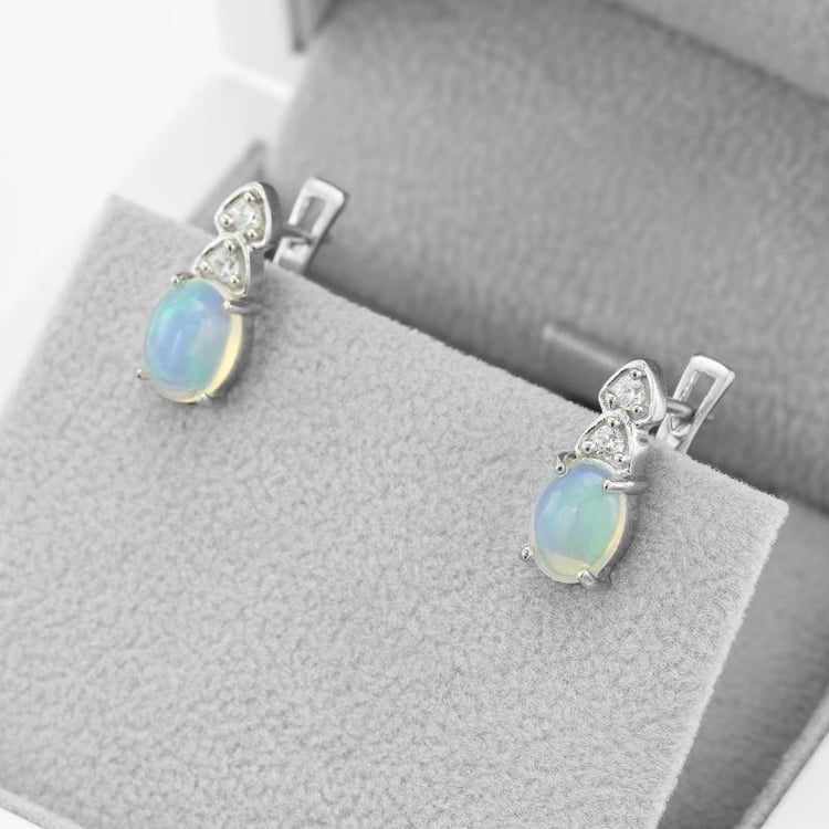 Visací náušnice s opály a zirkony 49171