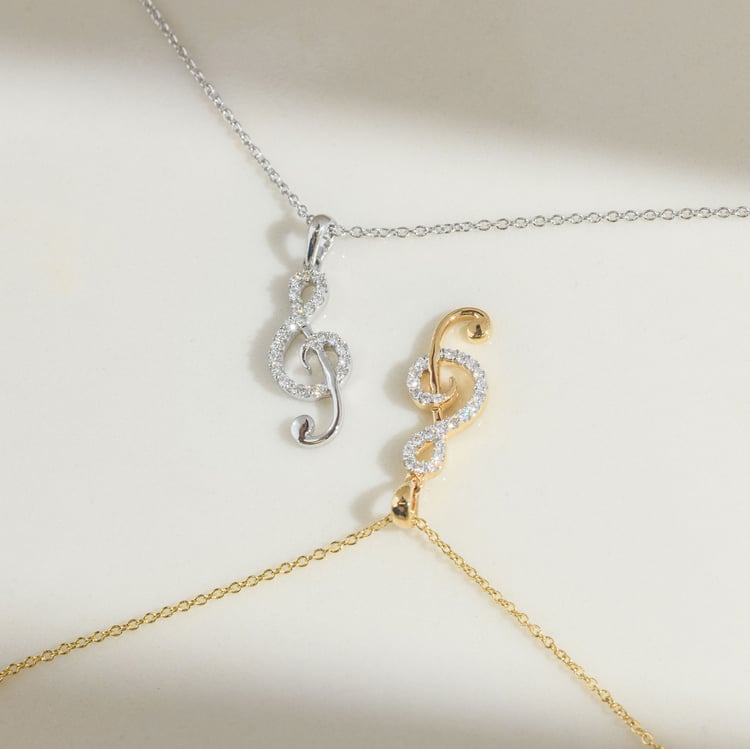 Zlatý přívěsek s lab-grown diamantem ve tvaru houslového klíče 164929