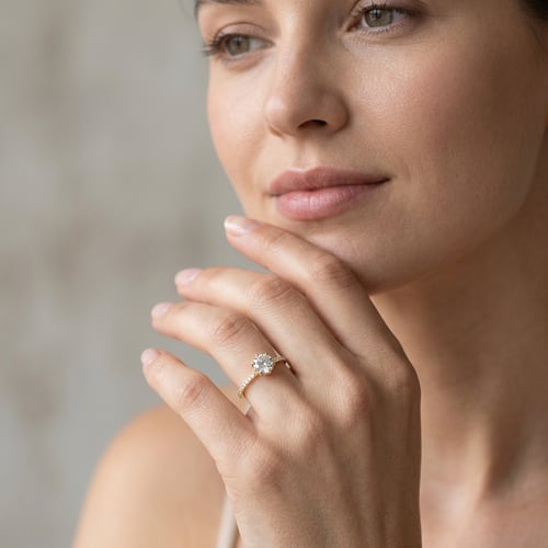Zásnubní prsten s 1.08ct IGI certif. lab-grown diamantem a lab-grown diamanty Narina