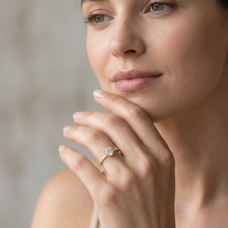 Zásnubní prsten s 1.08ct IGI certif. lab-grown diamantem a lab-grown diamanty Narina 170106